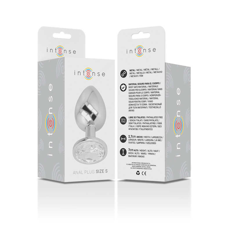 INTENSE plug anal metal cristal redondo violeta talla S, en caja
