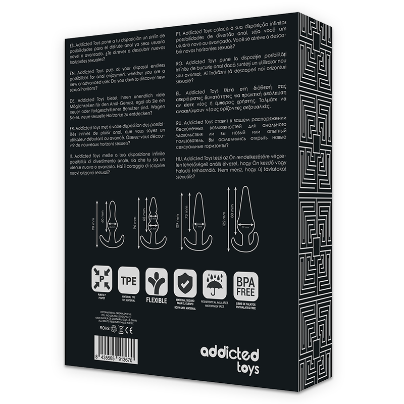 ADDICTED TOYS plugs tapones anales juego de 4, caja atrás
