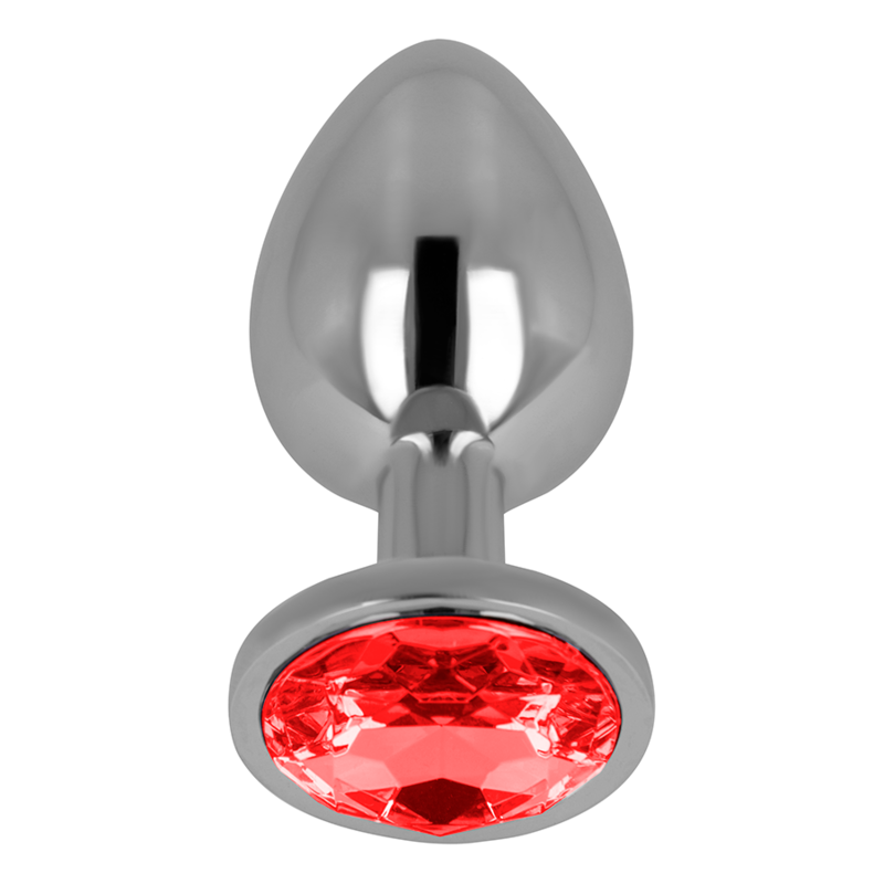 OHMAMA plug tapón anal metal con cristal redondo rojo, talla M