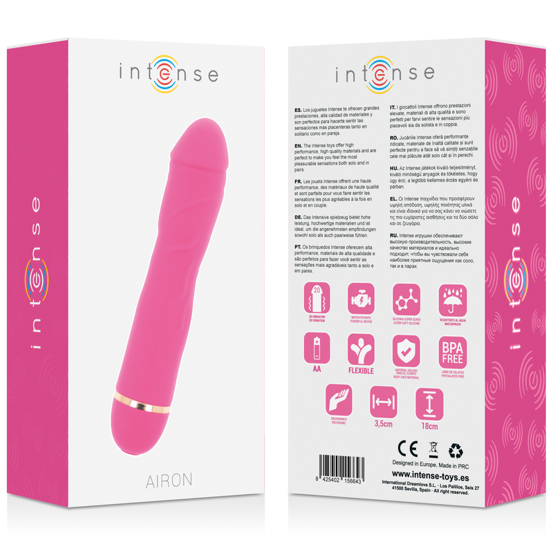 INTENSE AIRON dildo consolador vibrador 180x35mm, en caja