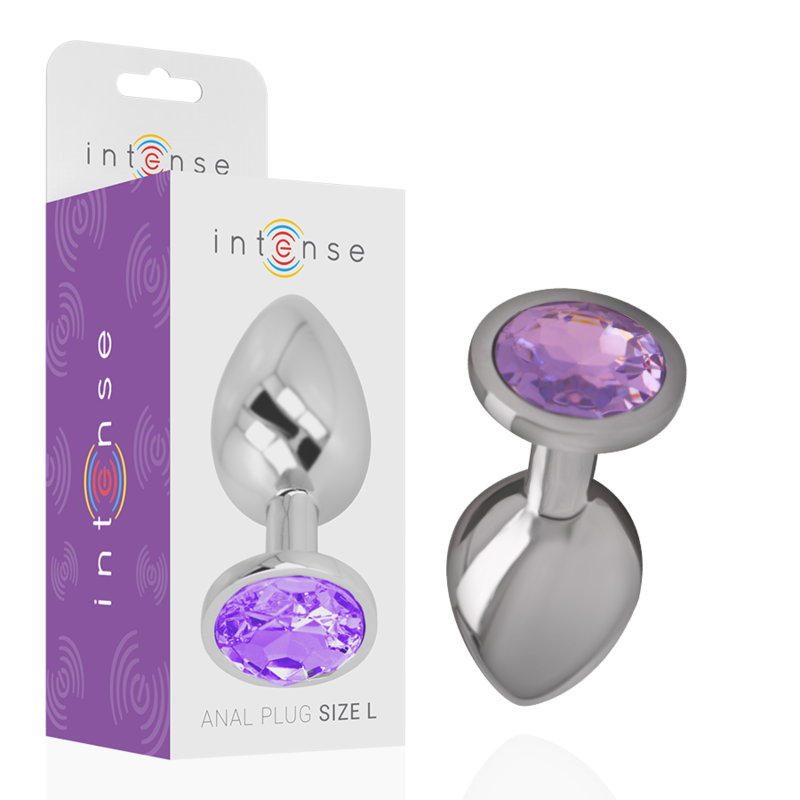 INTENSE plug anal metal cristal redondo violeta talla S, con empaque original
