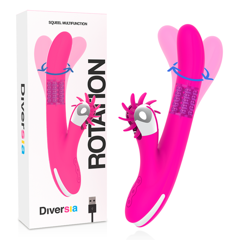 ROTATION vibrador conejo en silicona con USB para estimulación de vagina y clítoris, con empaque original