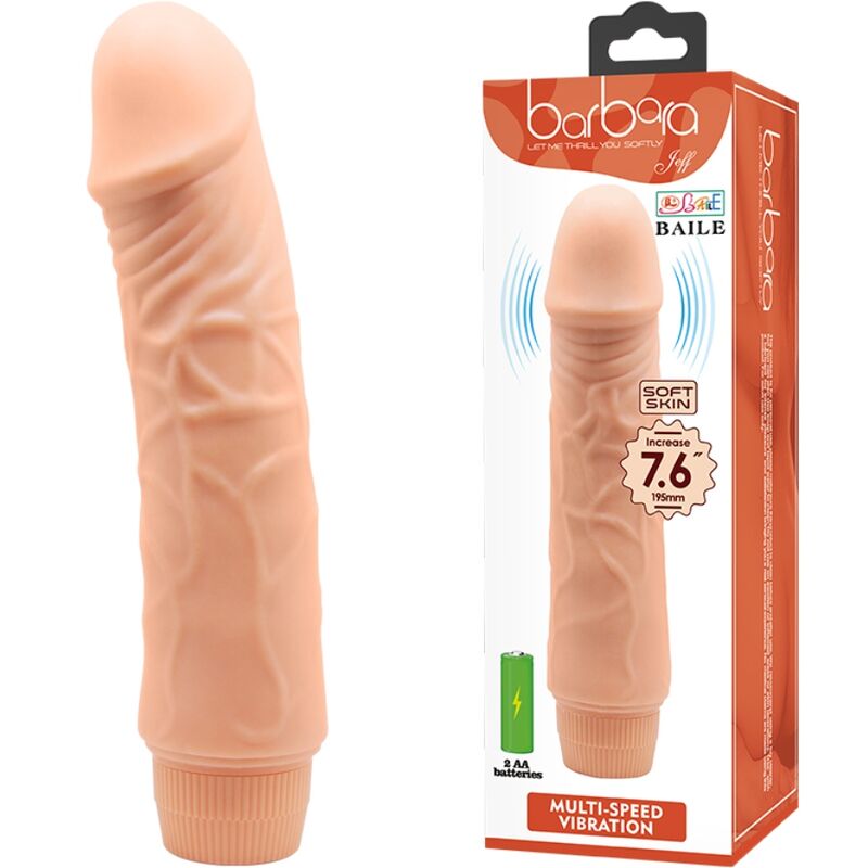 BAILE JEFF dildo pene consolador realista vibrador 195x40mm, con empaque original