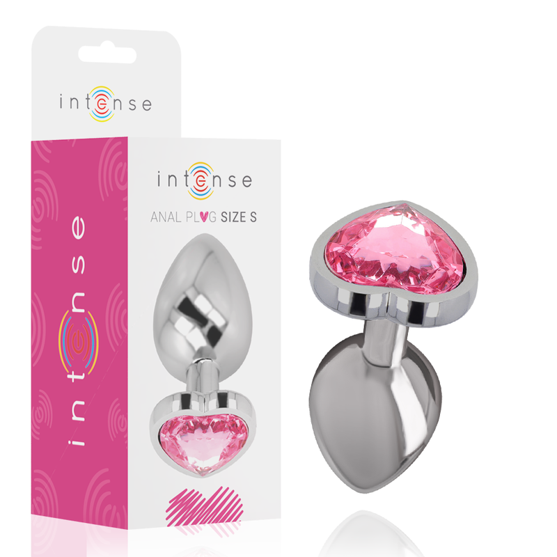 INTENSE plug tapón anal en metal con cristal corazón rosa talla S, con empaque original