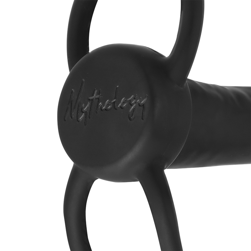 MYTHOLOGY COBI ONYX dildo anal con anillos para pene y testículos para doble penetración, vista atrás