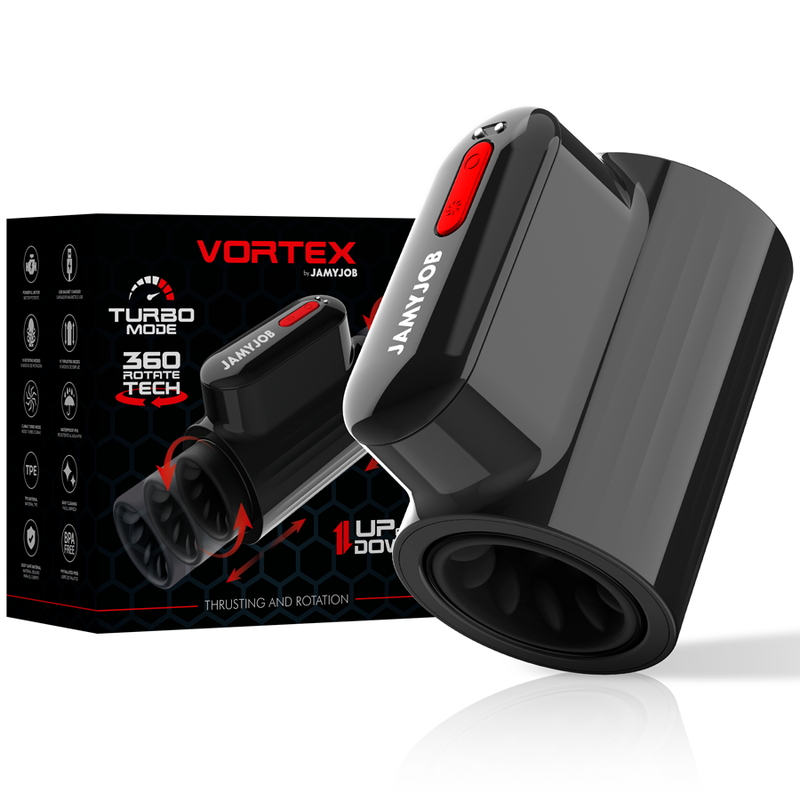 JAMYJOB VORTEX masturbador automatico para hombre turbo con empuje y rotación 360, con empaque original