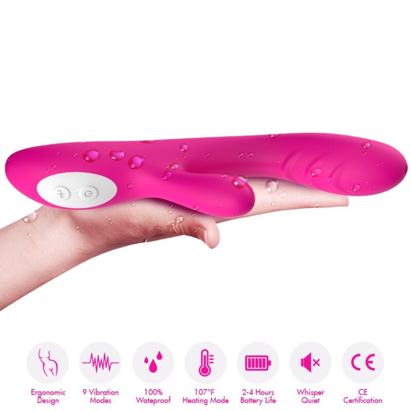 SPARK vibrador conejo para doble estimulación vagina y clítoris con efecto calor y USB, vista plana