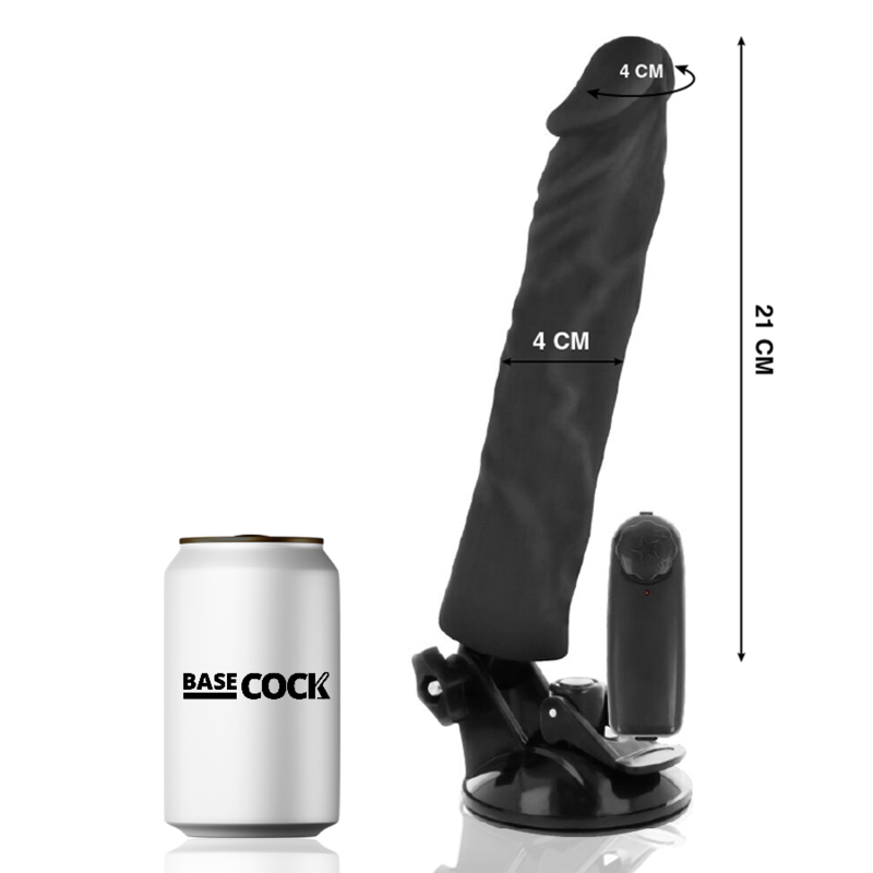 BASECOCK dildo pene consolador realista con vibración y control remoto 210x40mm, medidas