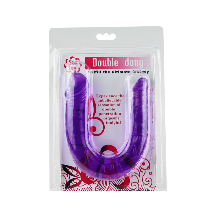 DOUBLE DONG dildo realista doble lila, en bolsa