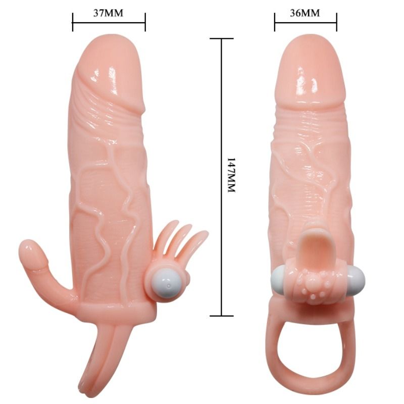 BAILE BRAVE MAN funda pene anal y clítoris vibrador  165mm, medidas