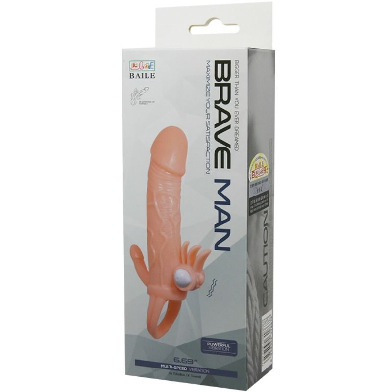 BAILE BRAVE MAN funda pene anal y clítoris vibrador  165mm, en caja