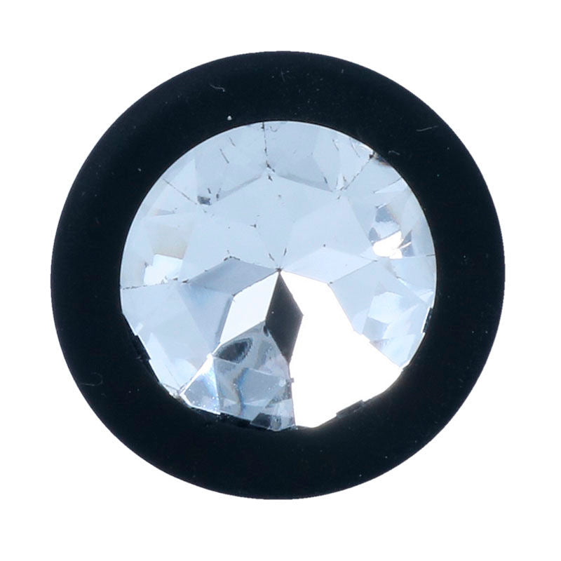 SHELKI plug tapón anal en silicona con cristal redondo claro, talla S negro, vista cristal