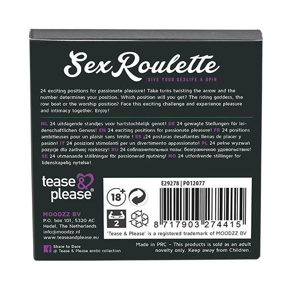 SEX ROULETTE juego erótico, caja atrás